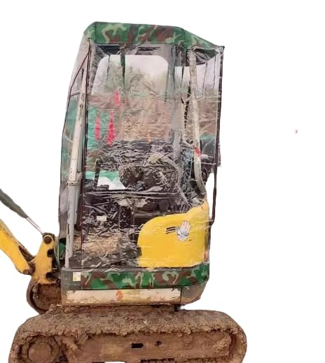 Small excavator cab cover, PVC waterproof protective sun visor, with zipper window design & PVC Flim Compatible with Bobcat E20/Kubota U17 for 1760-3530 lbs, Waterproof UV Rain Protection